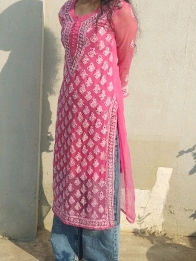 Mirror Work Chikankari Kurti