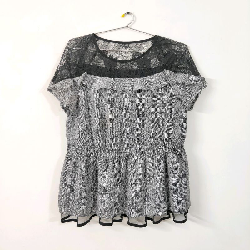 Korean imported grey lace top