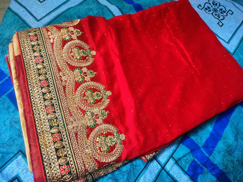 Heavy Red Designer Bridal Saree