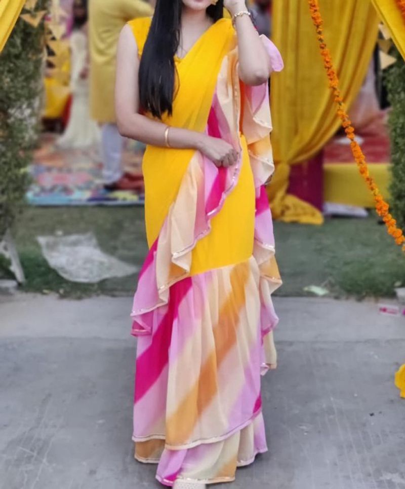 Saree For Haldi And Mehandi Function