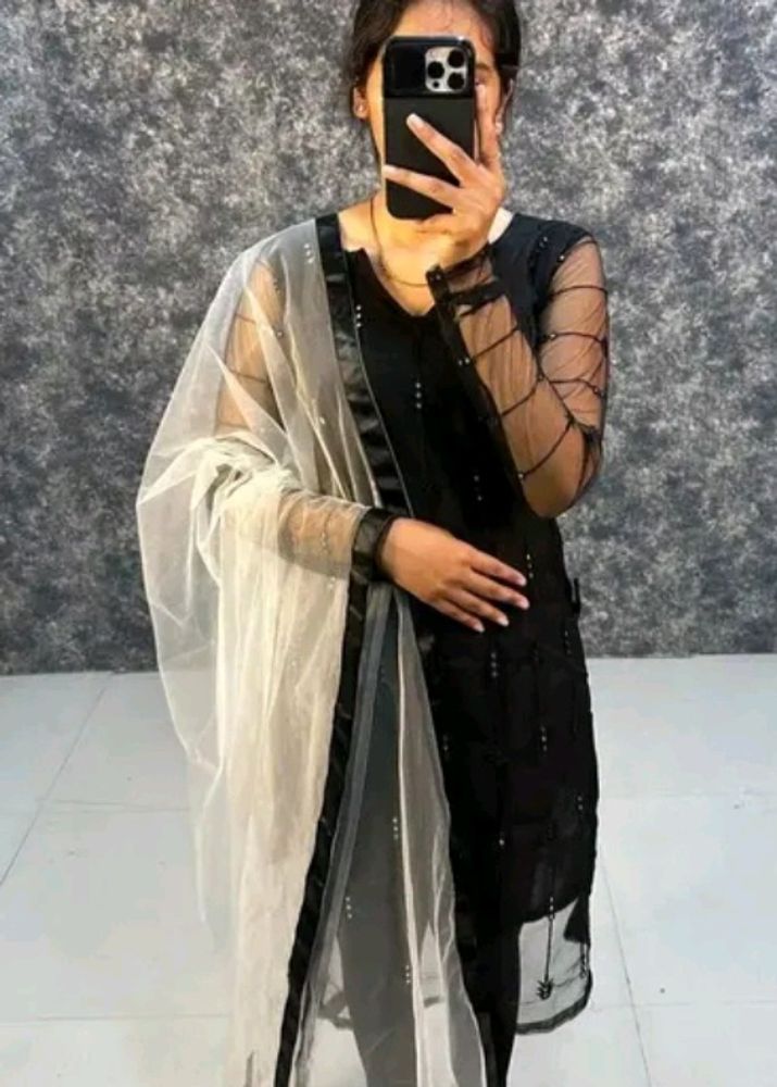 Net Kurta With Duppata Set