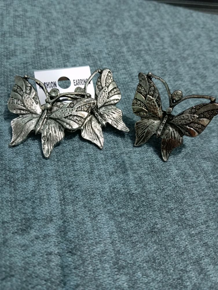 Butterfly Earrings With Ring Combo