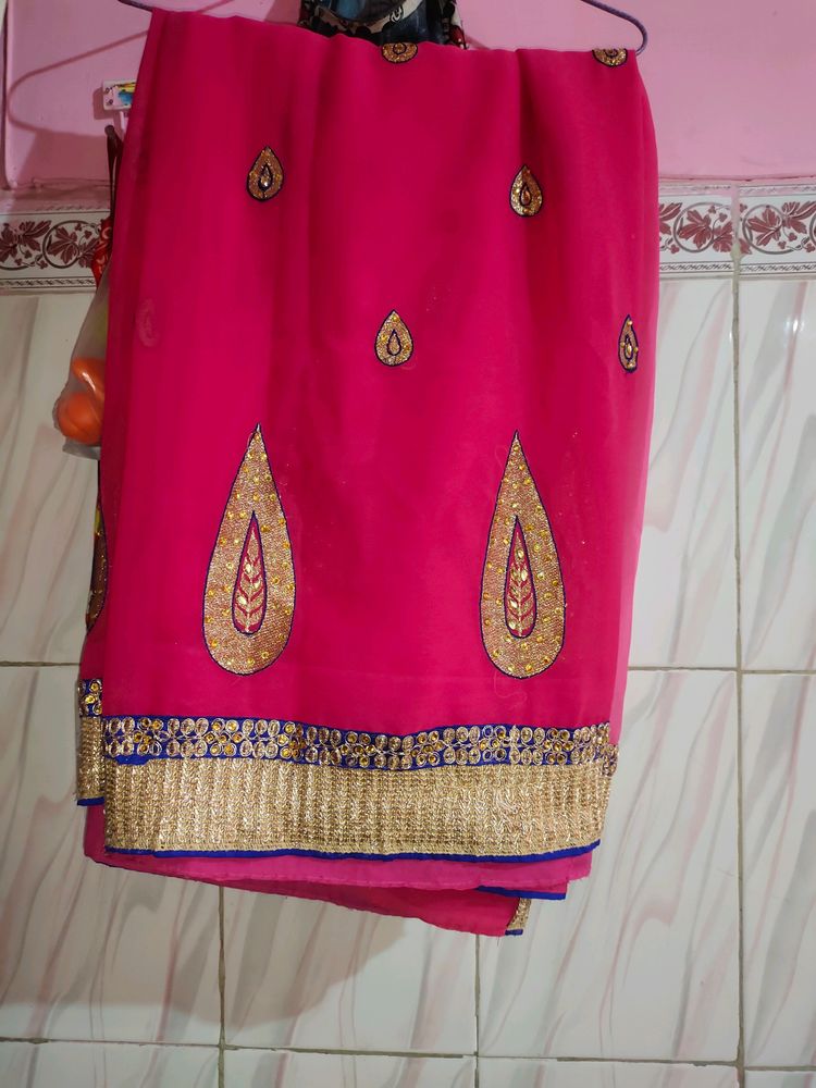 Pink Double Shaded Saree