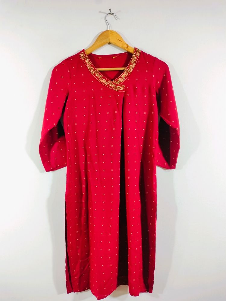 Red Printed Kurta (Women's)