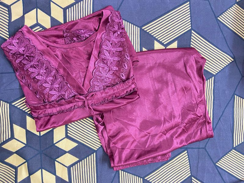 Satin Silk Night Suit Set