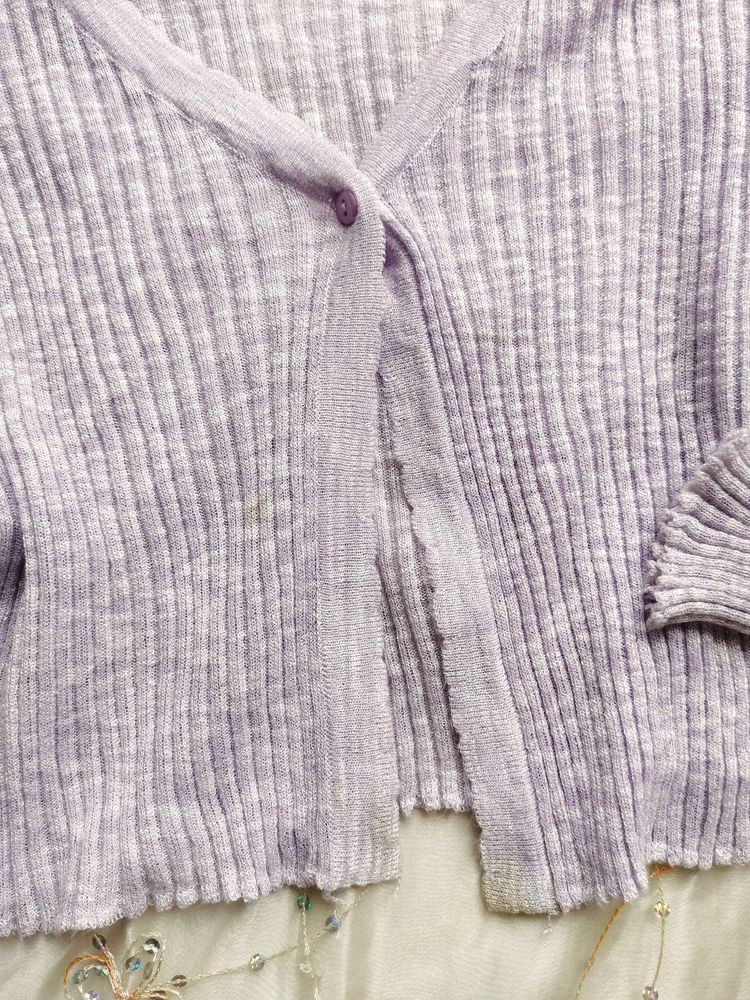 Lavender Crop Thin Sweater