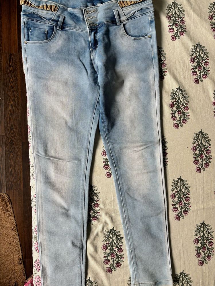 Washed Blue Skinny Jeans