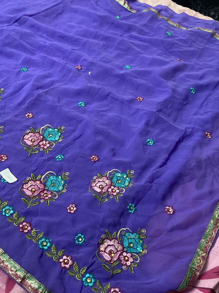 New Lavender Saree With Embroidery