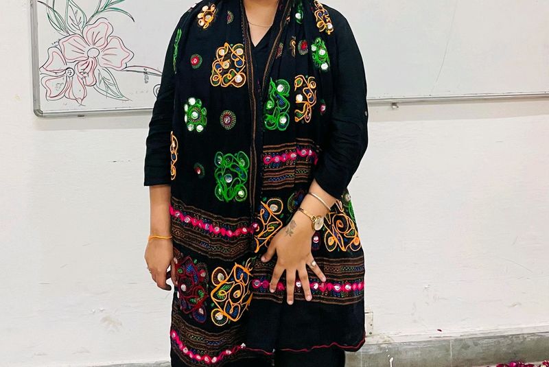 Black Rajasthani Dupatta