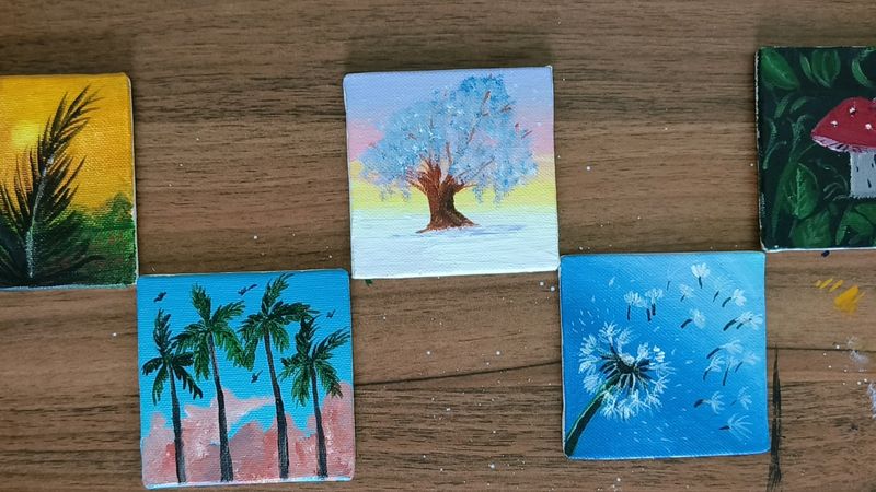 5 Miniature Canvas Paintings For Your Space