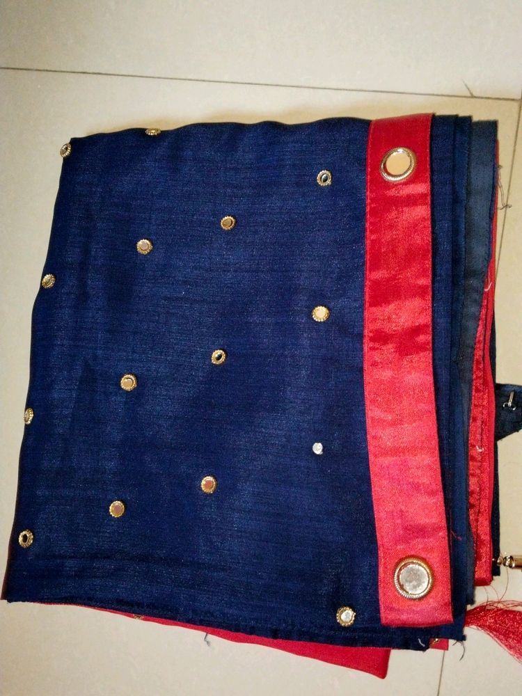 Blue And Red Beautiful Saree