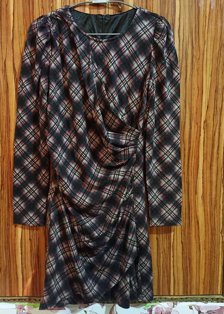 Korean Warm Checked Dress