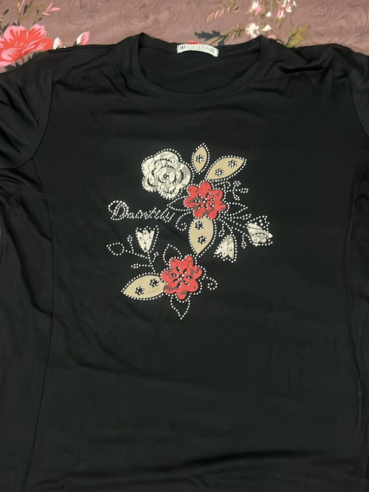 Women Xxl Size Black Tshirt On Sale