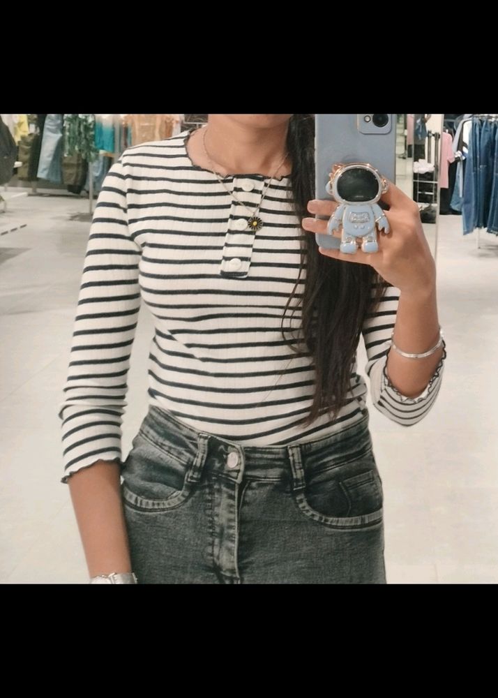 Black And White Striped Top