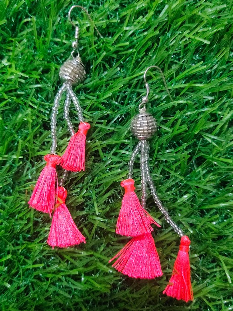 Bead And Tassel Earrings