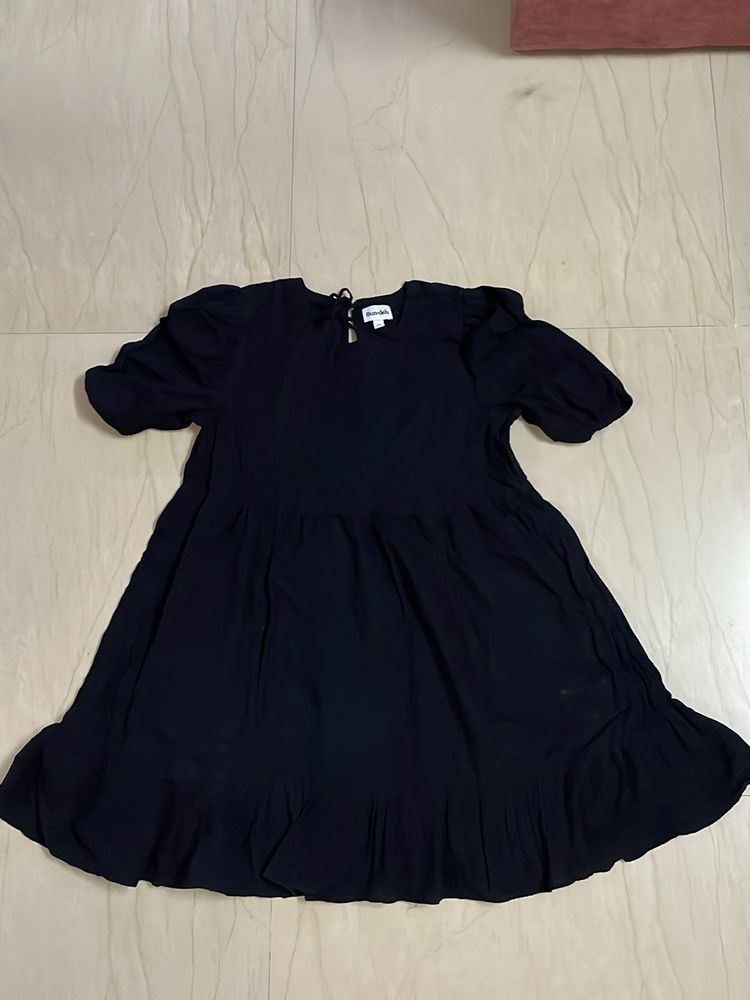 Puff Sleeves Black Dress