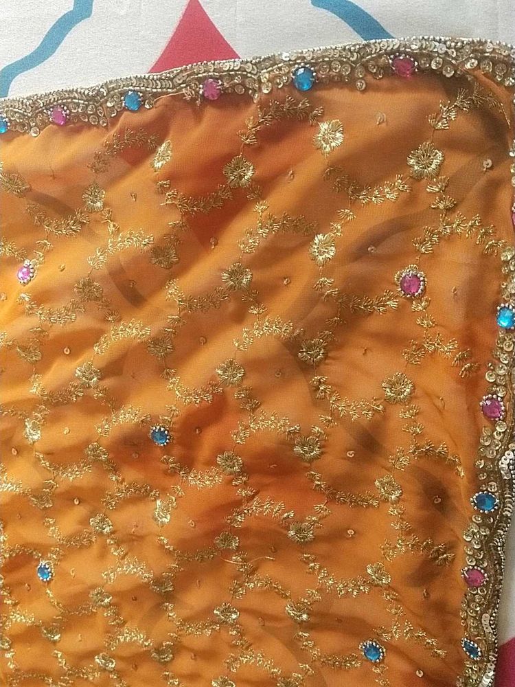 Beautiful Party Wear Chiffon Saree Home Washable