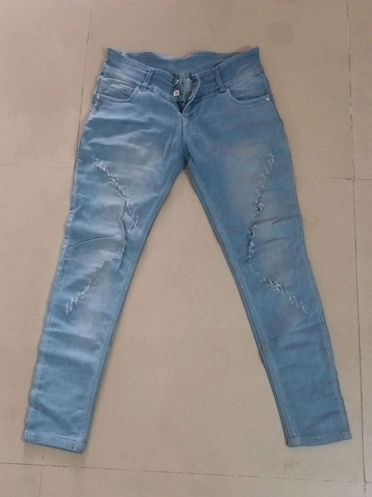 Blue Cut Work Jeans