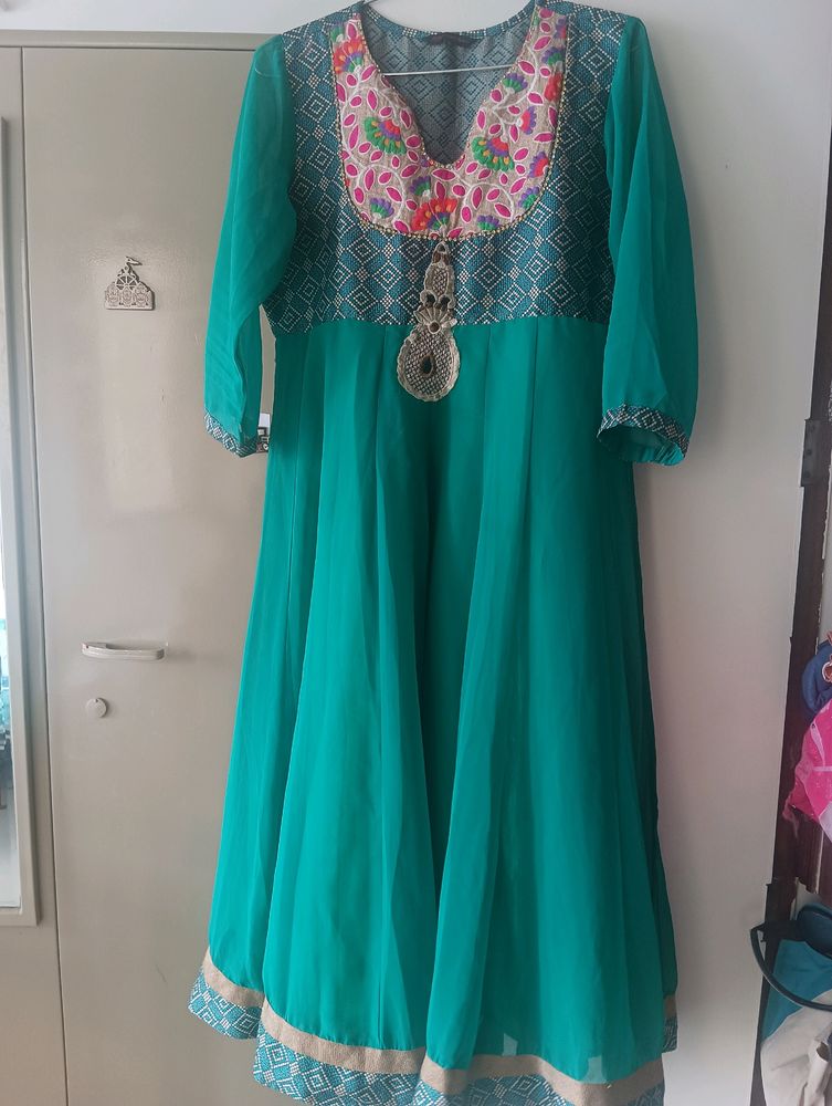 Festive Green Anarkali Kurta