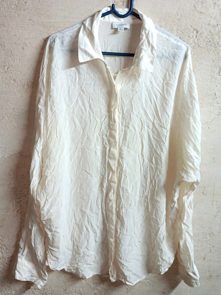 🇦🇺 WITCHERY Chiffon Oversized Shirt Top Cream