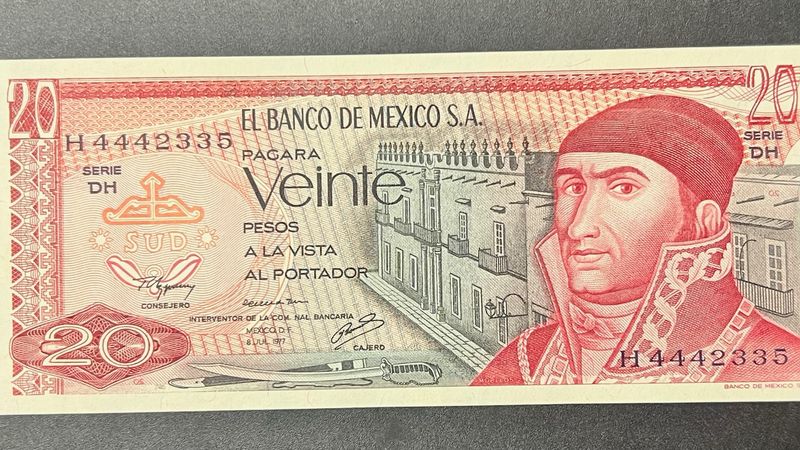 Sale 20 Pesos Mexico Old Issue Nice Condition Rare