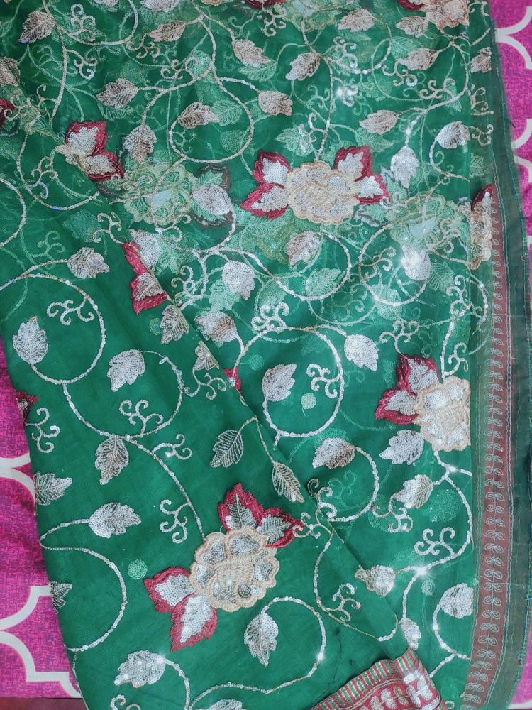 Grenn Party Wear Saree