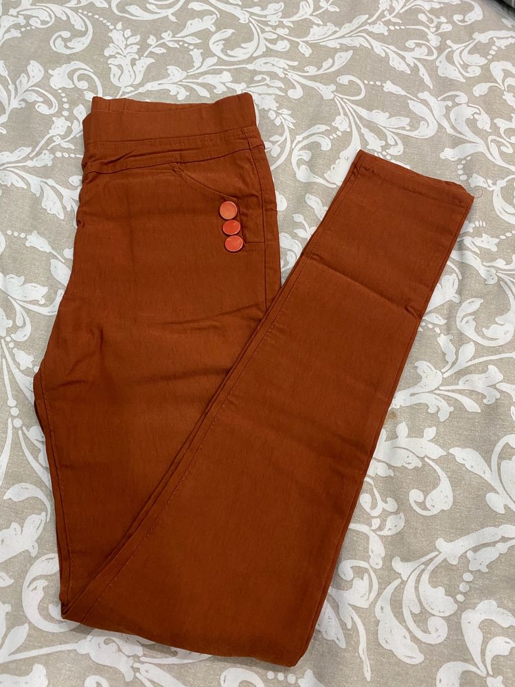 Stretchy Skinny Type Trouser Orange Color