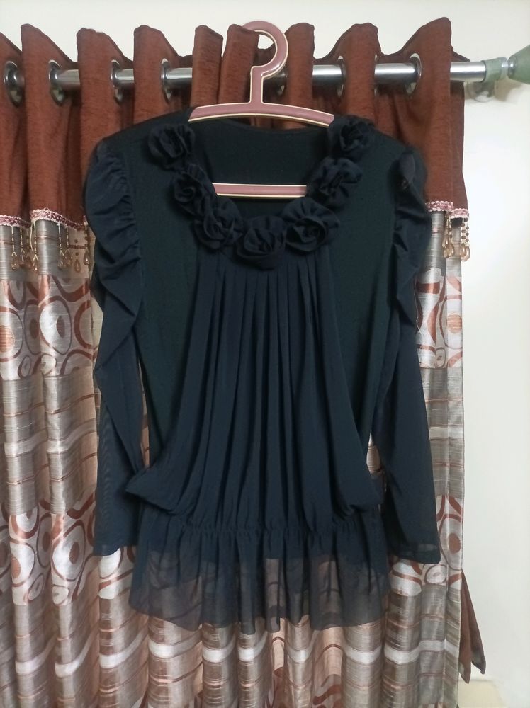 Strachable Party Wear Black Top