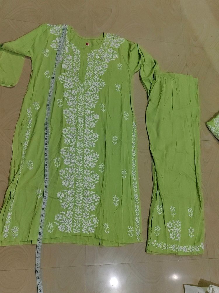 Sea Green Handwork Lucknowi Plazopair