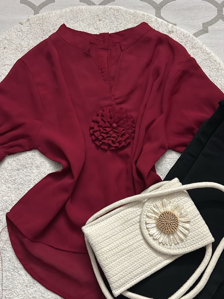 Maroon Formal Top