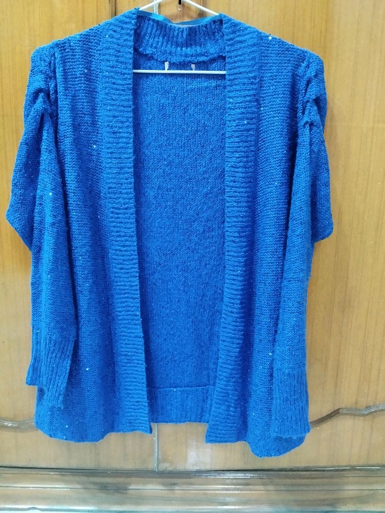 Blue Shinny Winter Shrug Sweater