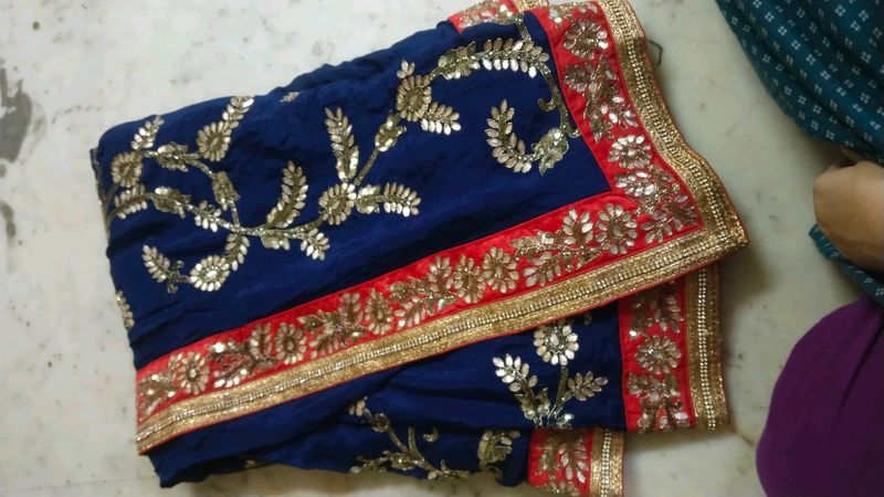 Navy Blue Saree With Beautiful 😍 Work