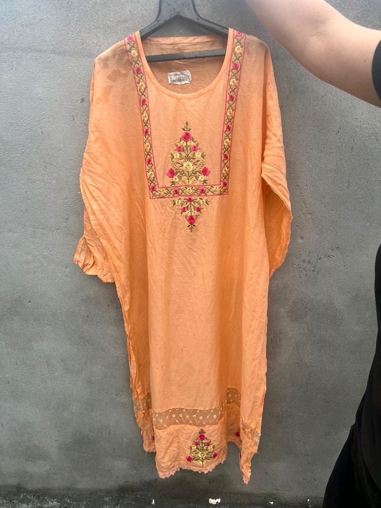 Pure Cotton Heavy Embroidery Semi Stiched Kurta