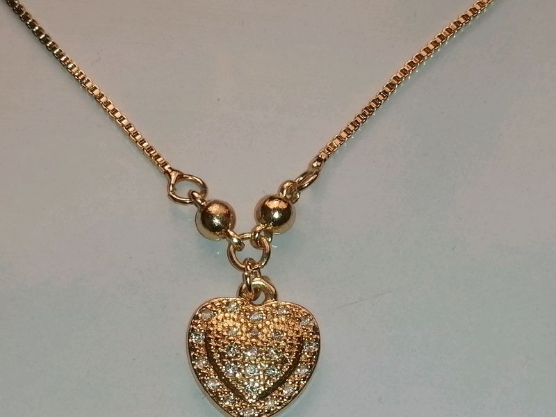 Golden Heart Pendant And Chain