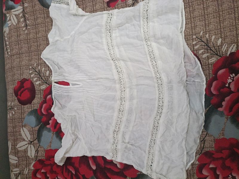 Peplum White Short Kurti Top