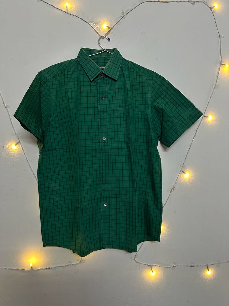 Green Checked Men's Shirt