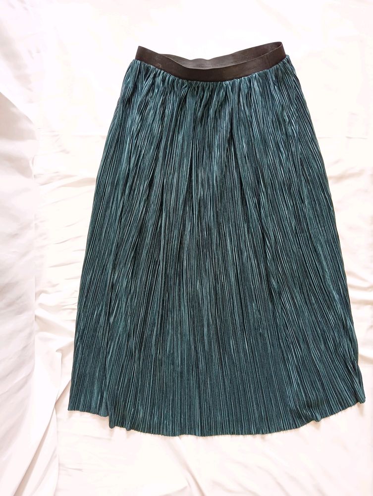 Casual Flared Emerald Green Skirt