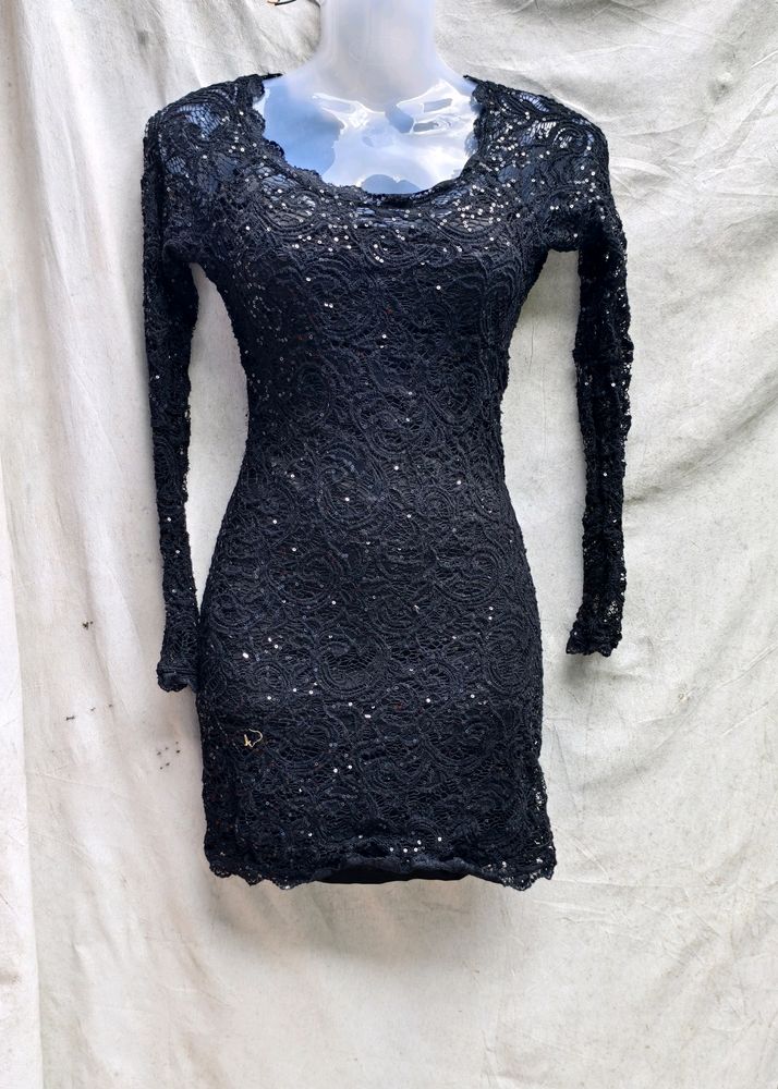 I. BLACK SPARKLING MINI BODYCON