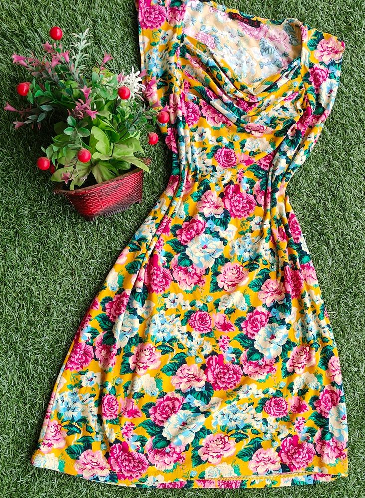 ❗109°F: Multicolour(yellow) Floral Midi Dress