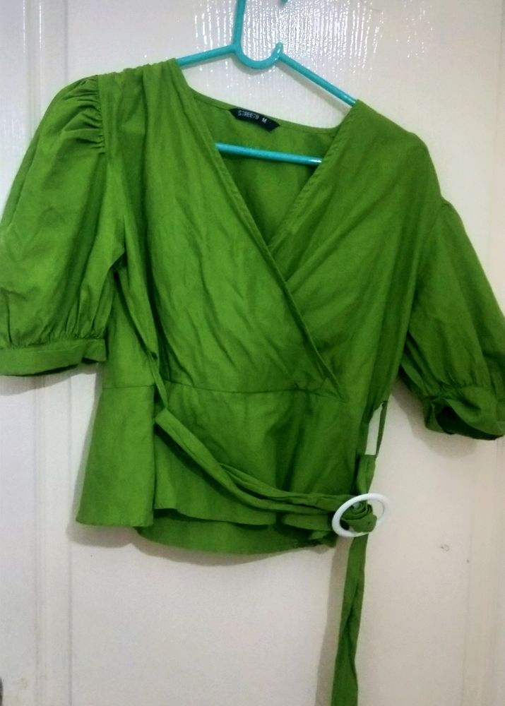 Stunning Green Wrap Style Top