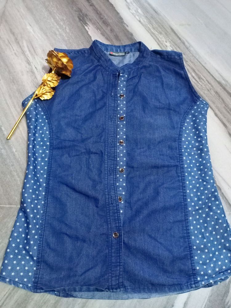 Sleeveless Denim Shirt