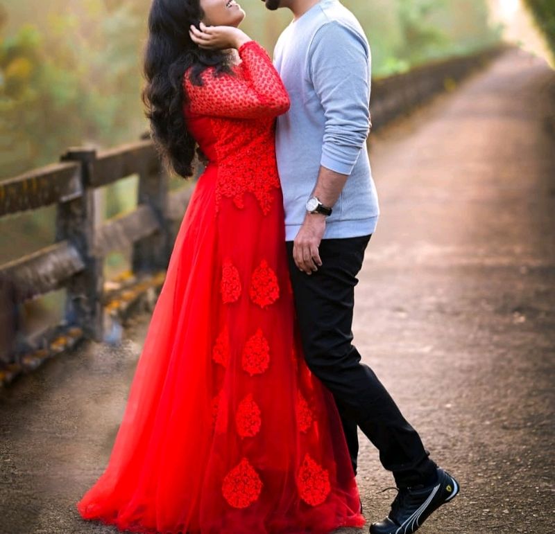 bright red ball gown with flares