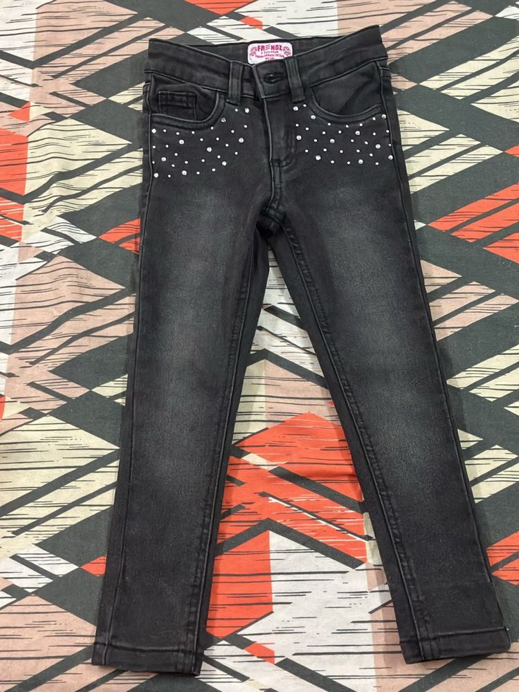 Black Studded Kids Jeans