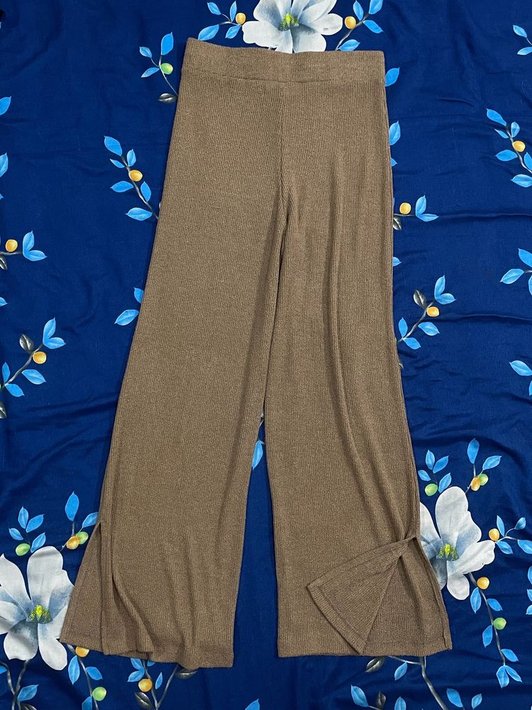 Women Beige Knitted Trousers