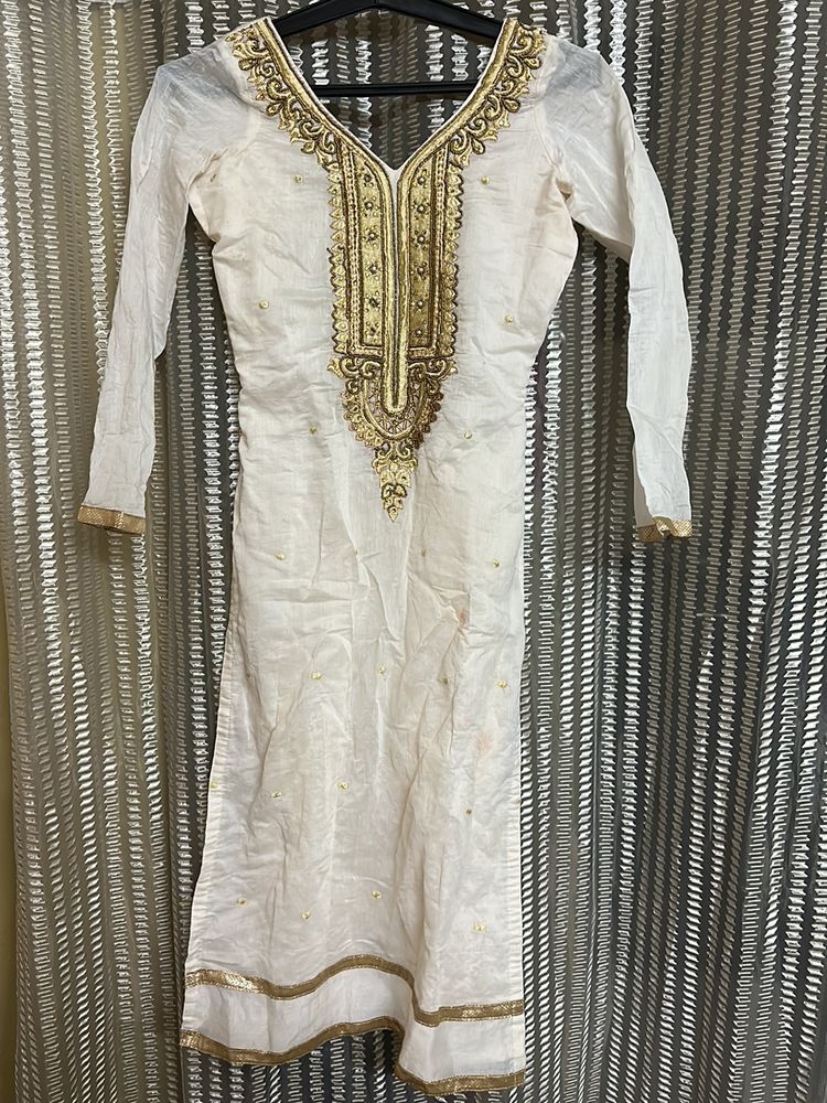 Heavy Embroidered  Off White Kurta 🤍