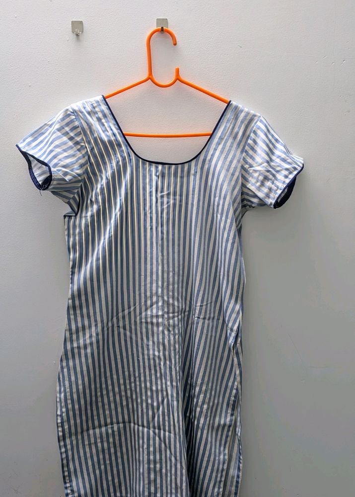 Blue And White Striped Kurti