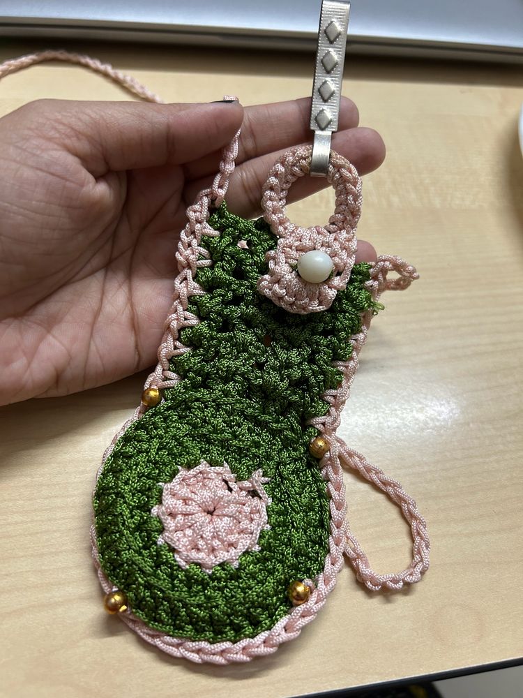 Handmade Crochet Green Side Slingbag