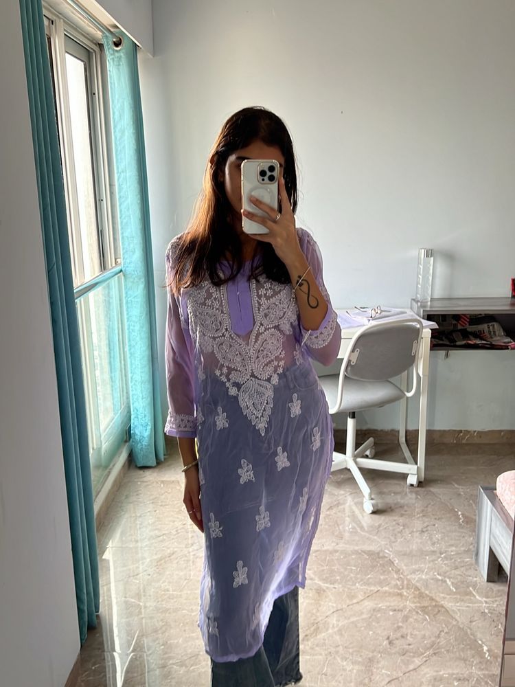 Purple chikankari Kurti