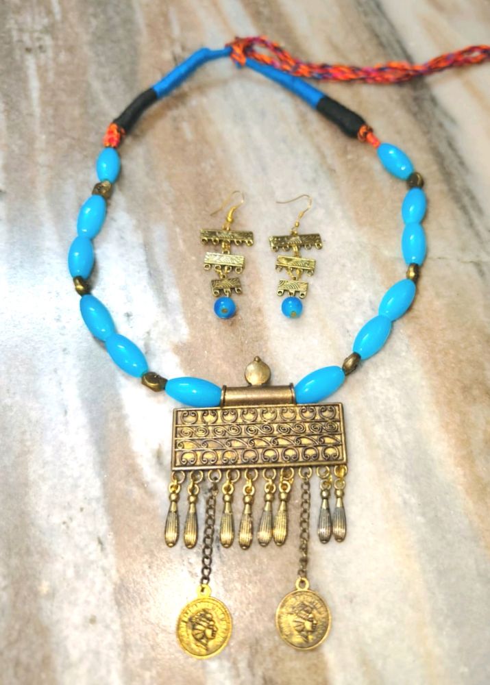 Boho Blue Beaded Set