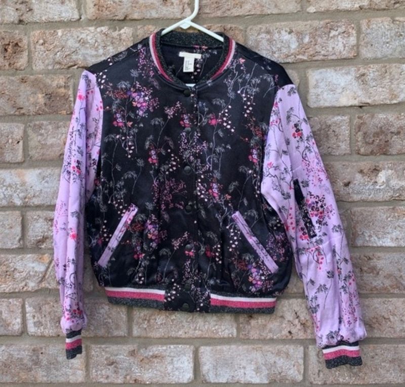 H&M Imported Floral Sakura Bomber Jacket